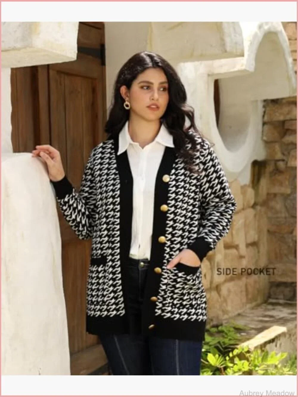 Plus Size Open Front Cardigan Sweater Coat Long Sleeve Button Up